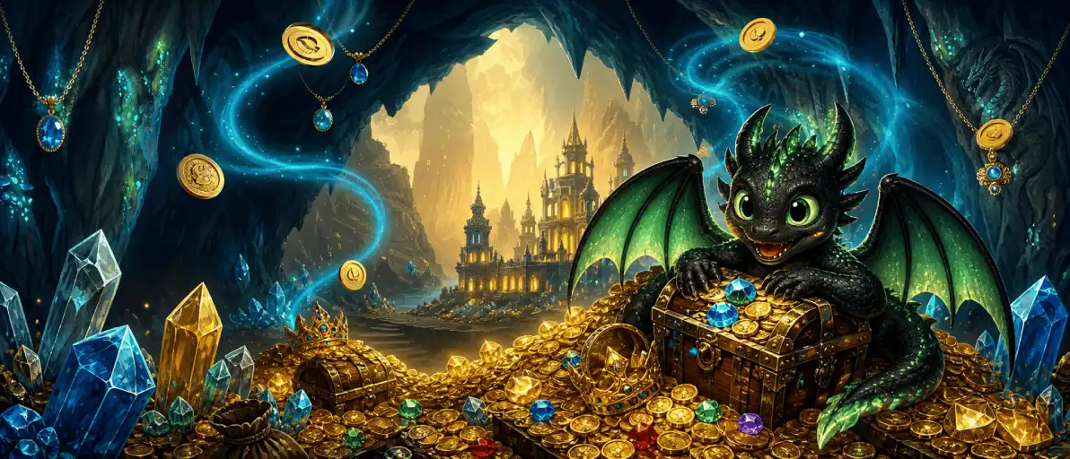 Schwarzer Drache mit goldenen Verzierungen