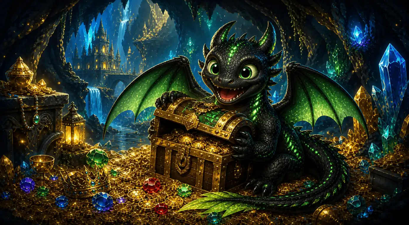 Schwarzer Drache mit Flammen